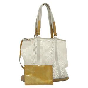 PRADA Shoulder Bag Nylon White Silver